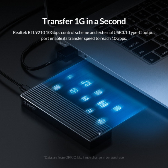 Външна кутия за диск Orico Storage - Case - M.2 NVMe M-key 10 Gbps - M2PV-C3-BK-BP