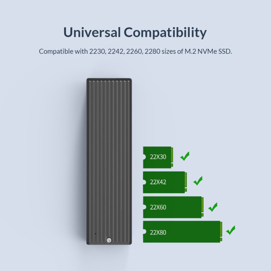 Външна кутия за диск Orico Storage - Case - M.2 NVMe M-key 10 Gbps - M2PV-C3-BK-BP