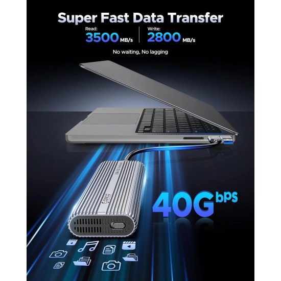 Външна кутия за диск Orico Storage - Case - M.2 NVMe M key - USB-C/A, 40Gbps, Built-in Air Cooling, Aluminium - ACOM2-U4-GY
