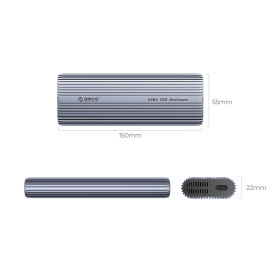 Външна кутия за диск Orico Storage - Case - M.2 NVMe M key - USB-C/A, 40Gbps, Built-in Air Cooling, Aluminium - ACOM2-U4-GY