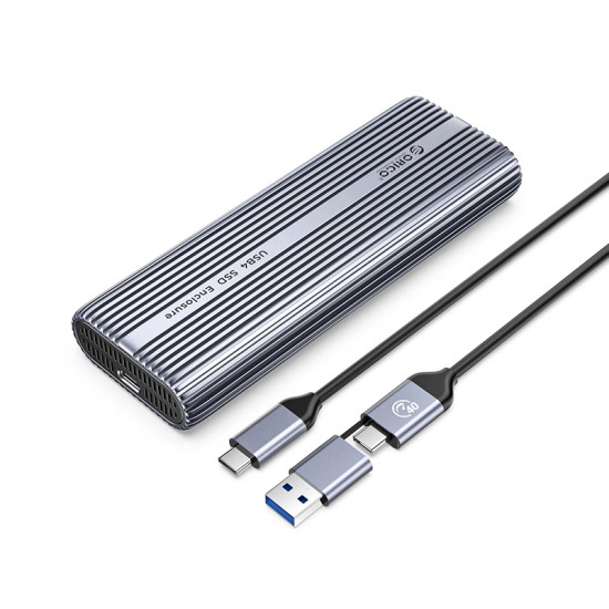 Външна кутия за диск Orico Storage - Case - M.2 NVMe M key - USB-C/A, 40Gbps, Built-in Air Cooling, Aluminium - ACOM2-U4-GY