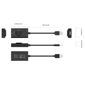 Външна звукова карта Orico USB Sound card - 2 headphones, mic, volume - SC2-BK