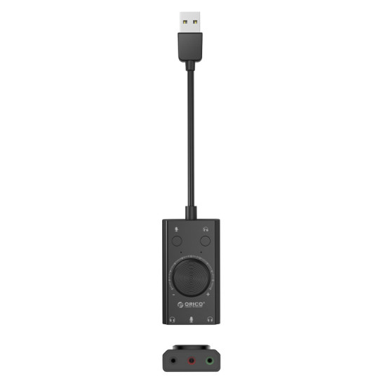 Външна звукова карта Orico USB Sound card - 2 headphones, mic, volume - SC2-BK