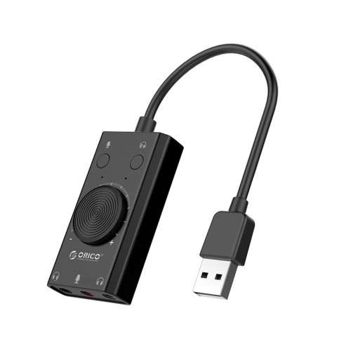 Външна звукова карта Orico USB Sound card - 2 headphones, mic, volume - SC2-BK