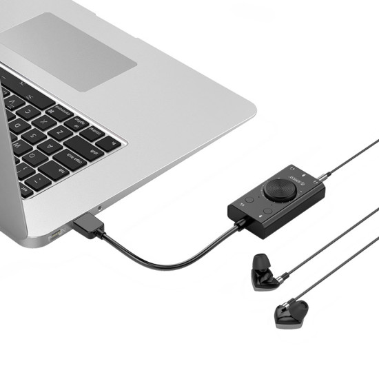 Външна звукова карта Orico USB Sound card - 2 headphones, mic, volume - SC2-BK