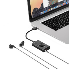 Външна звукова карта Orico USB Sound card - 2 headphones, mic, volume - SC2-BK