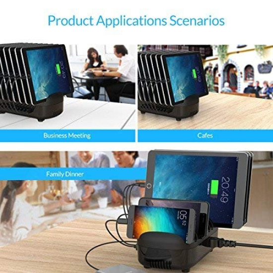 Зарядна станция Orico Charger Station, 220V, 10 x USB, 120W, Черна, DUK-10P-EU-BK