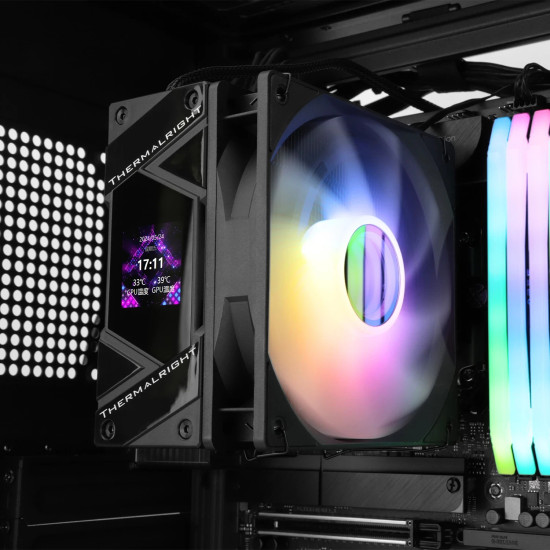 Охладител за процесор Thermalright CPU Cooler Assassin Spirit 120 Vision A-RGB Black - LCD Display, Infinity Mirror