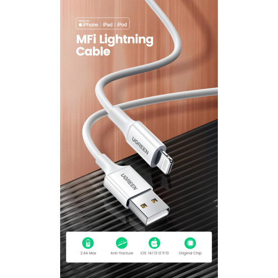 Ugreen кабел Cable iPhone Lighting/USB data US155, 1m - 20728