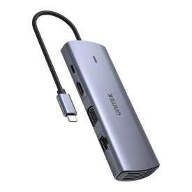 Докинг станция Unitek Type-C Docking Station PD3.0 100W, HDMI, USB-C x 1, USB3.0 x 3, LAN, SD, VGA, D1113A