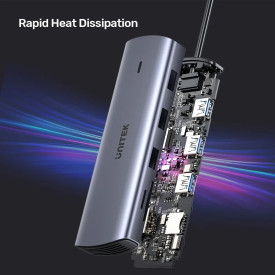 Докинг станция Unitek Type-C Docking Station PD3.0 100W, HDMI, USB-C x 1, USB3.0 x 3, LAN, SD, VGA, D1113A