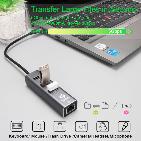 Докинг станция VCom Docking USB Type-C to USB3.0 x 3 + LAN - DH311B