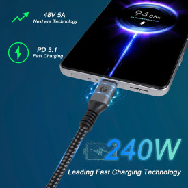 USB кабел VCom USB4.0 Type-C/Type-C 40Gbps, 240W - CU541M-1.2