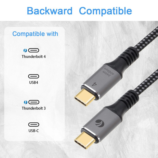 USB кабел VCom USB4.0 Type-C/Type-C 40Gbps, 240W - CU541M-1.2