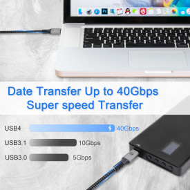 USB кабел VCom USB4.0 Type-C/Type-C 40Gbps, 240W - CU541M-1.2