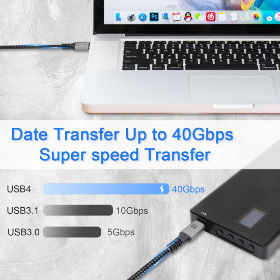USB кабел VCom USB4.0 Type-C/Type-C 40Gbps, 240W - CU541M-1.2