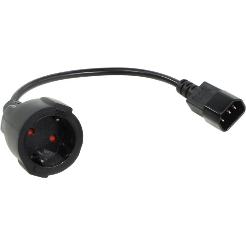 Захранващ кабел VCom Cable Power Ext IEC 320 C14 / SCHUKO F 0.2m 16A Black - CE002-CU1.5mm-0.2m
