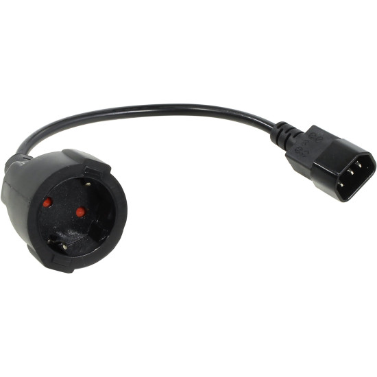 Захранващ кабел VCom Cable Power Ext IEC 320 C14 / SCHUKO F 0.2m 16A Black - CE002-CU1.5mm-0.2m