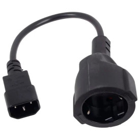 Захранващ кабел VCom Cable Power Ext IEC 320 C14 / SCHUKO F 0.2m 16A Black - CE002-CU1.5mm-0.2m