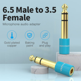 Адаптер Vention Audio 6.5mm M / 3.5mm F - Blue - VAB-S01-L