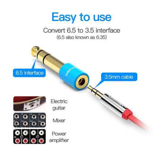 Адаптер Vention Audio 6.5mm M / 3.5mm F - Blue - VAB-S01-L