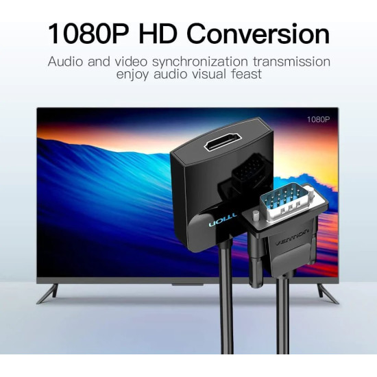 Адаптер Vention VGA to HDMI with sound - Active converter with AUX-in and Micro USB power - ACNBB