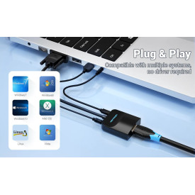 Адаптер Vention VGA to HDMI with sound - Active converter with AUX-in and Micro USB power - ACNBB