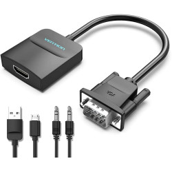 Адаптер Vention VGA to HDMI with sound - Active converter with AUX-in and Micro USB power - ACNBB
