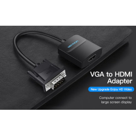 Адаптер Vention VGA to HDMI with sound - Active converter with AUX-in and Micro USB power - ACNBB