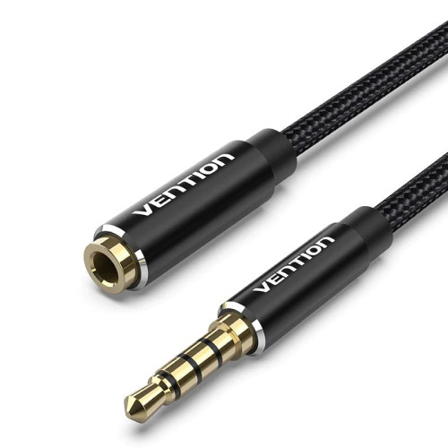 Аудио кабел Vention Cotton Braided TRRS 3.5mm Male to 3.5mm F - 1m - Gold plated, Aluminum alloy - BHCBF