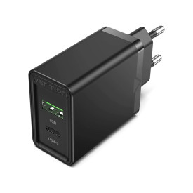 Зарядно Vention Fast Charger Wall - QC4.0, PD Type-C + QC3.0 USB A, 20W Black - FBBB0