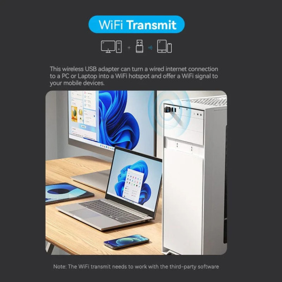 USB WiFi адаптер Vention KDRB0, Black