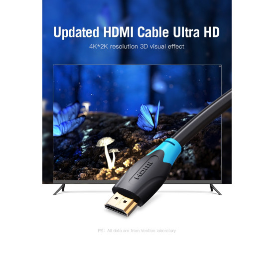 HDMI кабел Vention HDMI v2.0 M / M 4K/60Hz Gold - 1M Black - AACBF