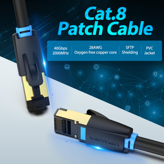 Мрежови кабел Vention LAN SFTP Cat.8 Patch Cable - 1M Black 40Gbps - IKABF