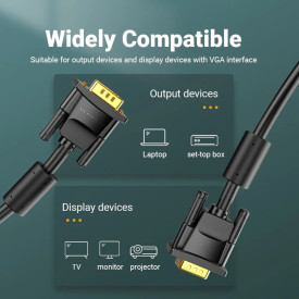 VGA кабел за монитор Vention HD15 M / M 1.0m Gold Plated, 2 Ferrites - DAEBF