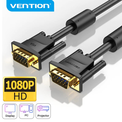 VGA кабел за монитор Vention HD15 M / M 1.0m Gold Plated, 2 Ferrites - DAEBF