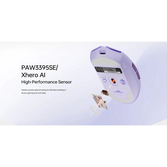 Безжична мишка VXE Wireless Gaming Mouse Dragonfly V3 PRO - Huano Blue Glow V2, White