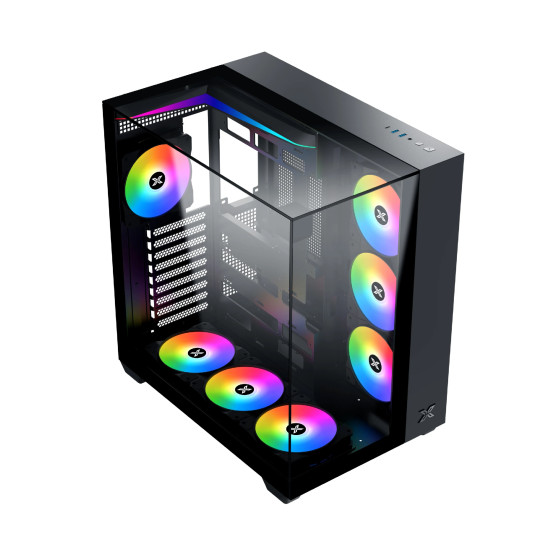 Кутия за компютър Xigmatek Case ATX - AQUA V - 7 ARGB Fans, Black