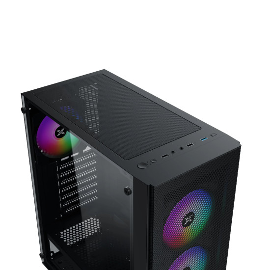 Кутия за компютър Xigmatek Hero II Air 3F - RGB, Tempered Glass, Black