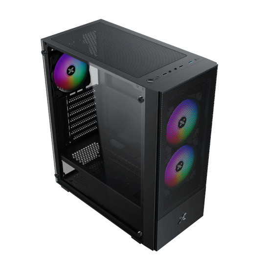 Кутия за компютър Xigmatek Hero II Air 3F - RGB, Tempered Glass, Black