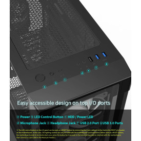 Кутия за компютър Zalman Case ATX - I3 NEO TG Black - aRGB, Tempered Glass