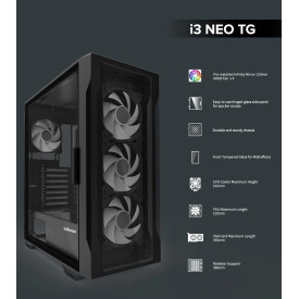 Кутия за компютър Zalman Case ATX - I3 NEO TG Black - aRGB, Tempered Glass
