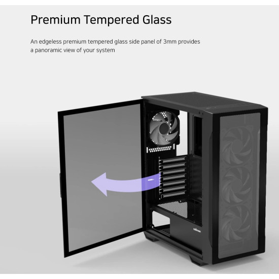 Кутия за компютър Zalman Case ATX - I3 NEO TG Black - aRGB, Tempered Glass