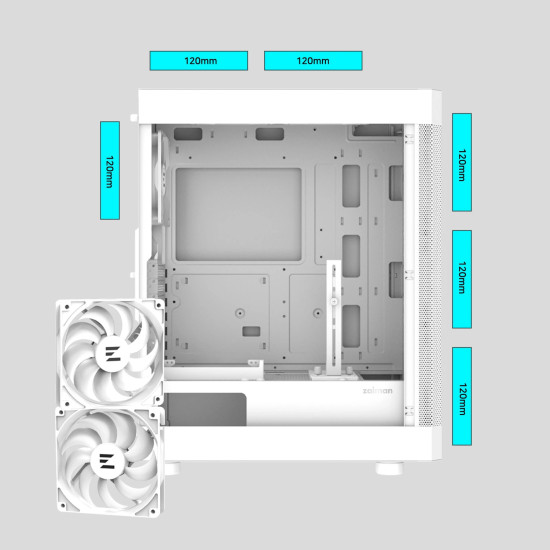 Кутия за компютър Zalman Case ATX - I4 White - Full Mesh, 6 fans included