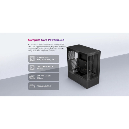 Кутия за компютър 1stPlayer Case ATX - Crystal Vision CV7 Black