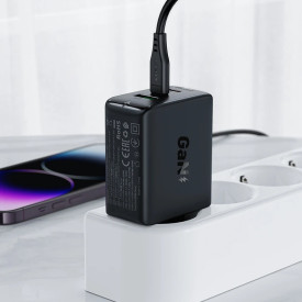 Зарядно Acefast Charger Wall GaN PD65W - A41 - USB-C x 2, USB-A x 1, Black