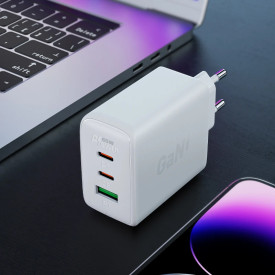 Зарядно Acefast Charger Wall GaN PD65W - A41 - USB-C x 2, USB-A x 1, Black