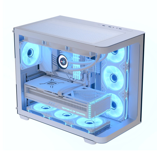 Кутия за компютър AeroCool P500C, Mid-Tower, Dual Chamber, 4 ARGB, ATX, Micro-ATX, Mini-ITX, White