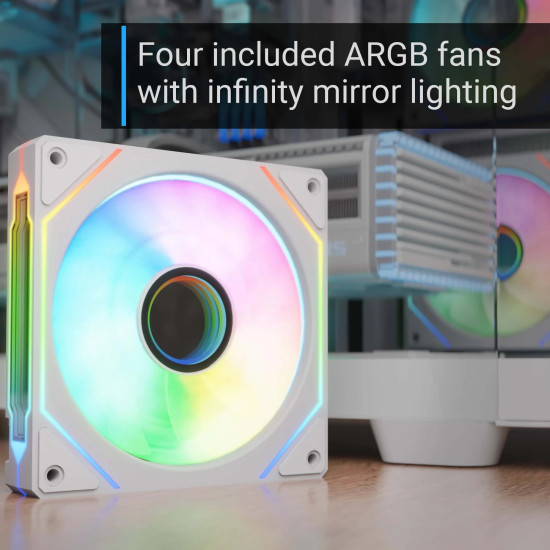 Кутия за компютър AeroCool P500C, Mid-Tower, Dual Chamber, 4 ARGB, ATX, Micro-ATX, Mini-ITX, White