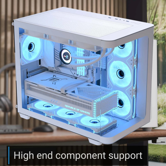 Кутия за компютър AeroCool P500C, Mid-Tower, Dual Chamber, 4 ARGB, ATX, Micro-ATX, Mini-ITX, White